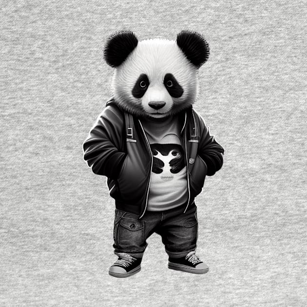 Black and white panda with cool cute sportswear by Kertz TheLegend